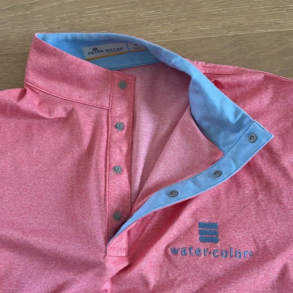 Peter Millar Watersound Beach Club Quarter Zip Button Up Easter Pink Blue Small - Picture 3 of 5